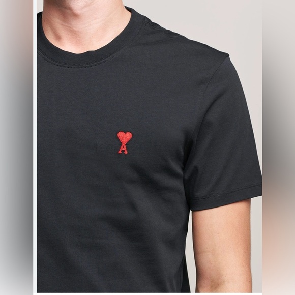 Ami De Coeur black T-shirt with red embroidered logo. Size XXS - Picture 2 of 12